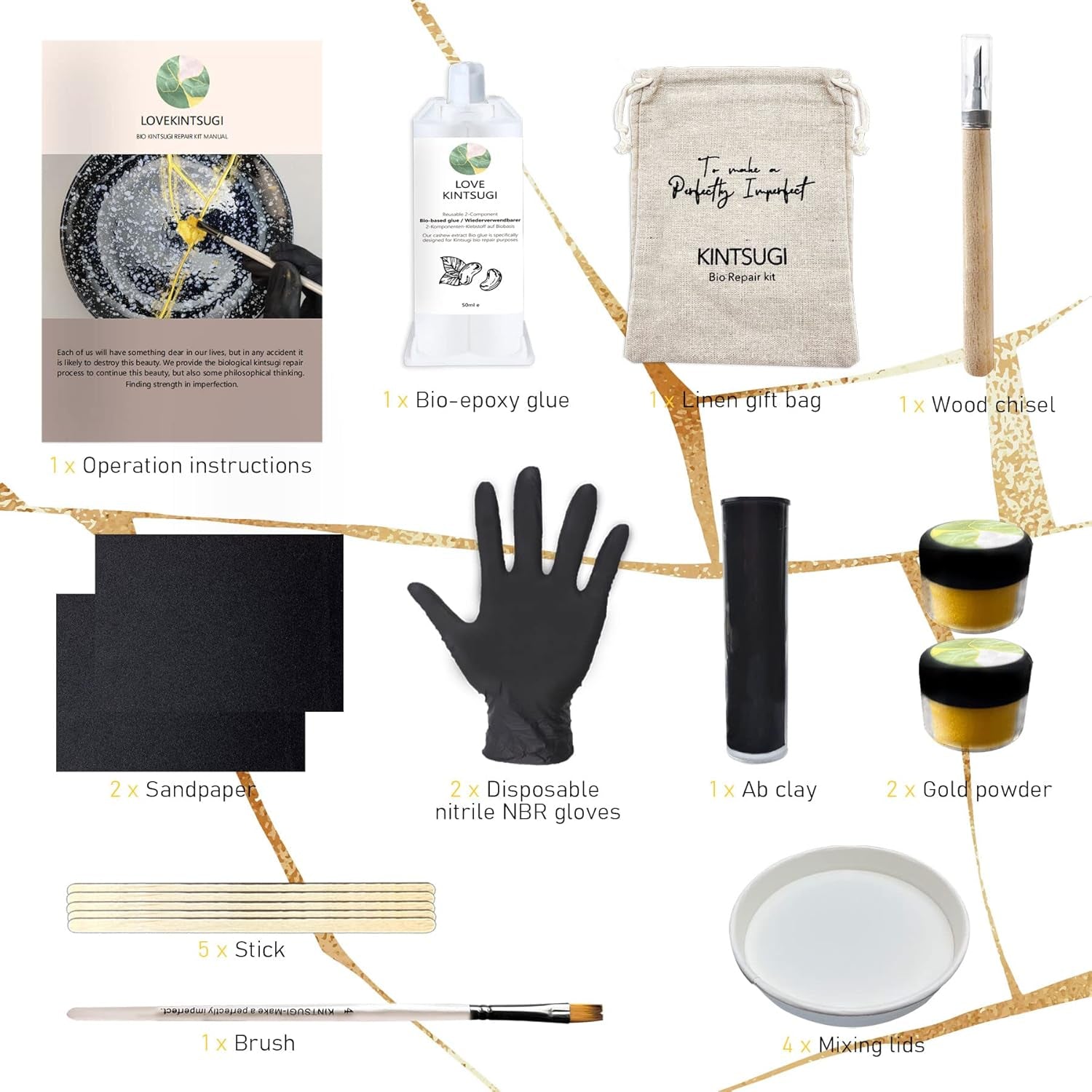 Bio Kintsugi Repair Kit - Eco-Friendly Resin for Safe and Beautiful Object Restoration, Perfect for Beginners!