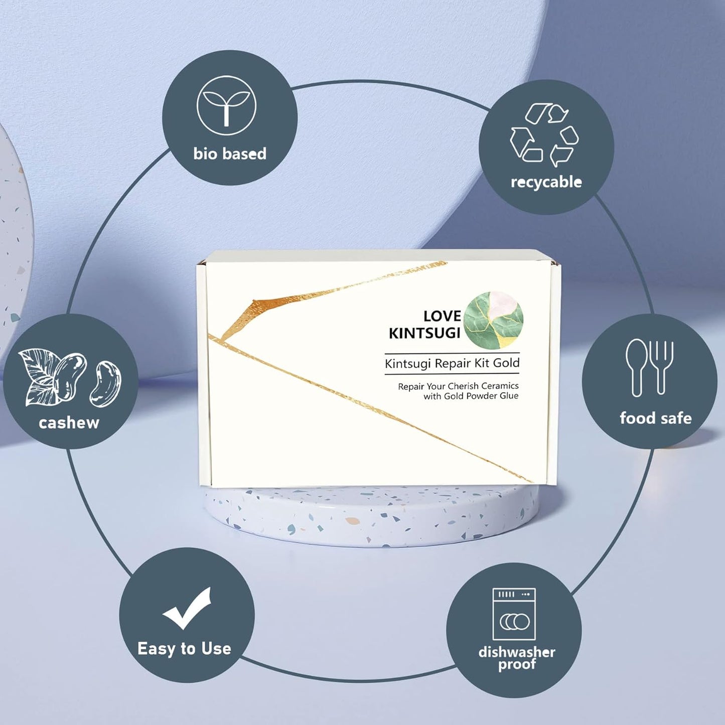 Bio Kintsugi Repair Kit - Eco-Friendly Resin for Safe and Beautiful Object Restoration, Perfect for Beginners!