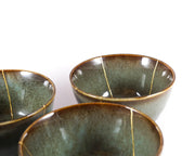 Contemporary Green Bowl with Gold Kintsugi Finish