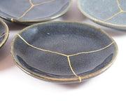 Small Contemporary Dark Blue Kintsugi Plate