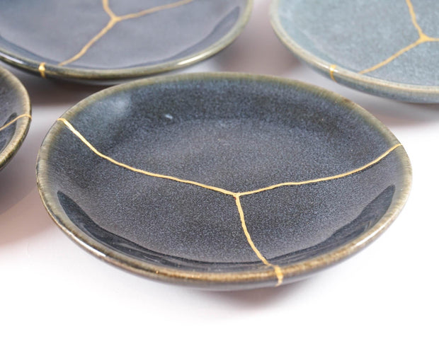 Small Contemporary Dark Blue Kintsugi Plate