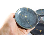 Small Contemporary Dark Blue Kintsugi Plate