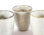 Elevate Your Tea Experience with This Unique Light Grey Kintsugi Ceramic Cup Featuring Golden Veins - A Minimalist Wabi Sabi Gift