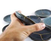 Small Contemporary Dark Blue Kintsugi Plate