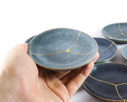 Small Contemporary Dark Blue Kintsugi Plate